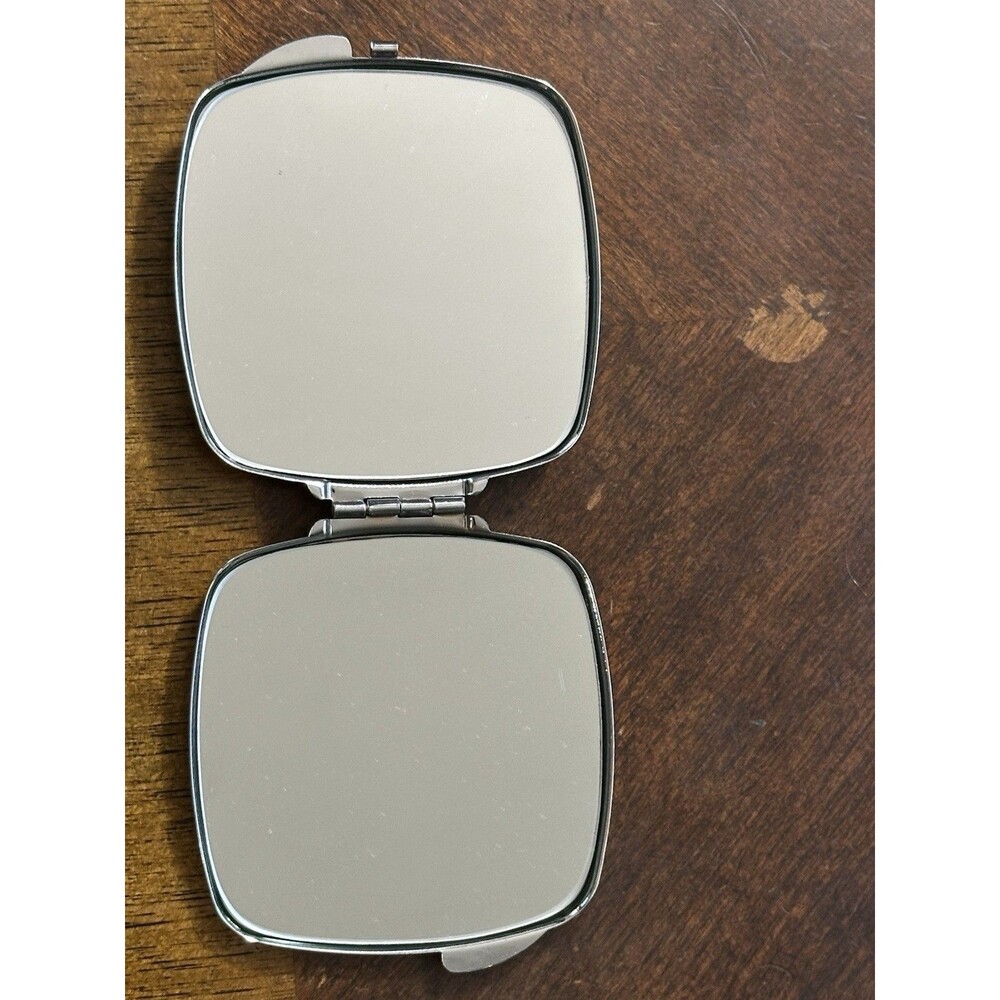 Vintage Silver Tone Enamel Butterfly Compact two Mirror's with Crystals Resin - Picture 5 of 5